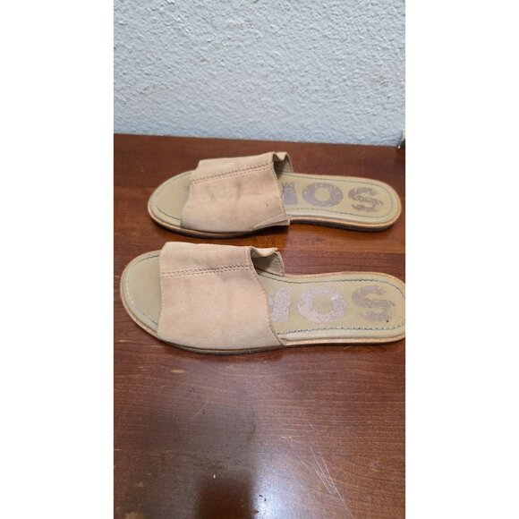 Sorel Women's Tan Suede Slide Sandals Slip-On Casual Flat Size 8.5 - Picture 3 of 8